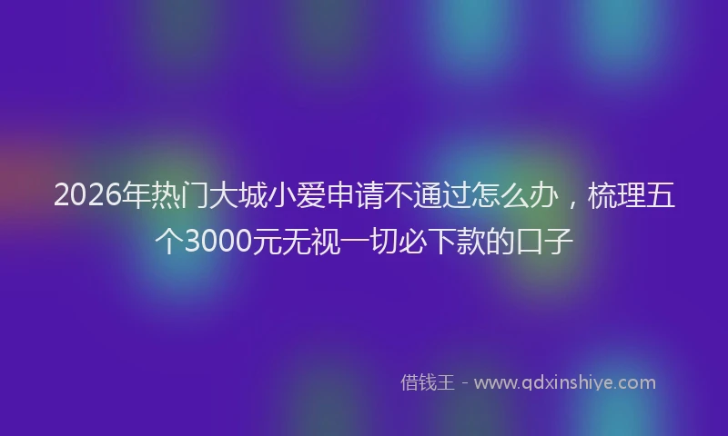2026年热门大城小爱申请不通过怎么办，梳理五个3000元无视一切必下款的口子