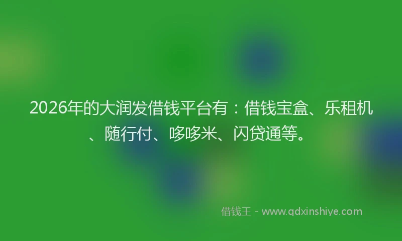 2026年的大润发借钱平台有：借钱宝盒、乐租机、随行付、哆哆米、闪贷通等。