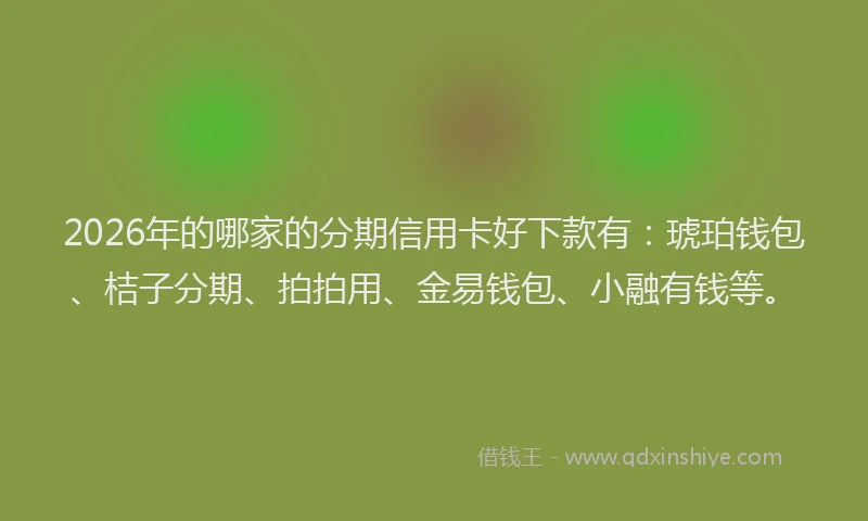 2026年的哪家的分期信用卡好下款有：琥珀钱包、桔子分期、拍拍用、金易钱包、小融有钱等。