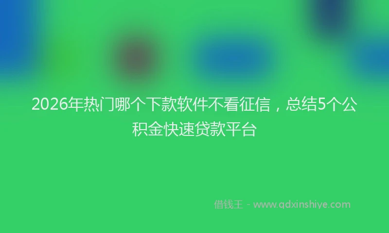 2026年热门哪个下款软件不看征信，总结5个公积金快速贷款平台