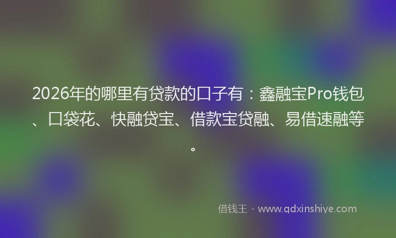 2026年的哪里有贷款的口子有：鑫融宝Pro钱包、口袋花、快融贷宝、借款宝贷融、易借速融等。