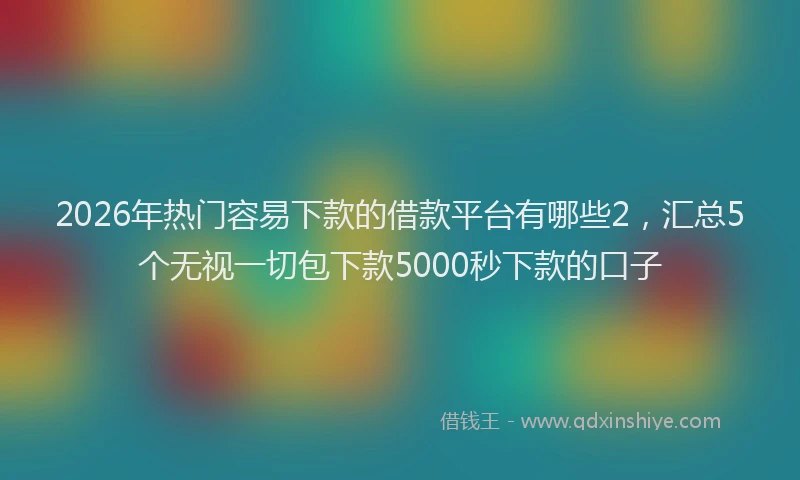 2026年热门容易下款的借款平台有哪些2，汇总5个无视一切包下款5000秒下款的口子