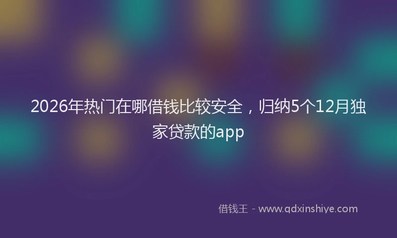 2026年热门在哪借钱比较安全，归纳5个12月独家贷款的app