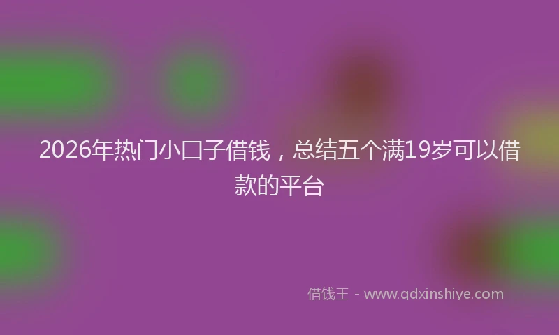 2026年热门小囗子借钱，总结五个满19岁可以借款的平台