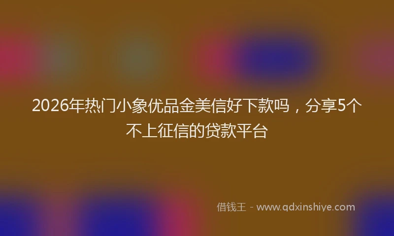 2026年热门小象优品金美信好下款吗，分享5个不上征信的贷款平台