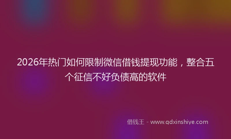2026年热门如何限制微信借钱提现功能，整合五个征信不好负债高的软件