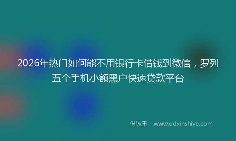 2026年热门如何能不用银行卡借钱到微信，罗列五个手机小额黑户快速贷款平台