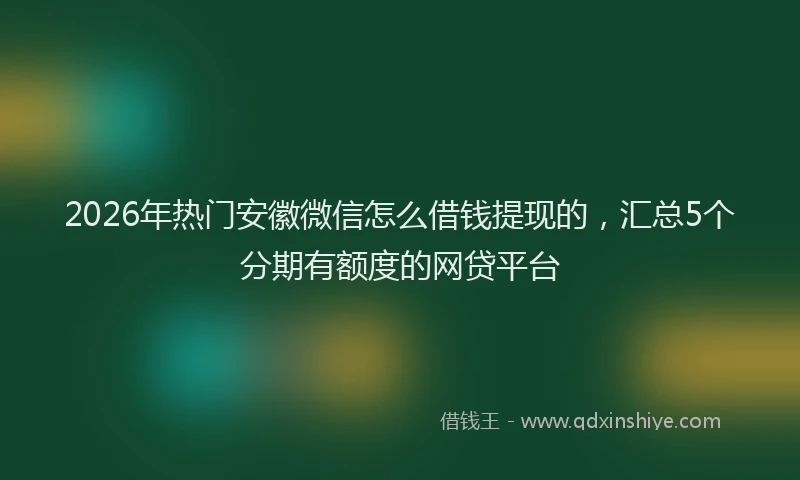 2026年热门安徽微信怎么借钱提现的，汇总5个分期有额度的网贷平台