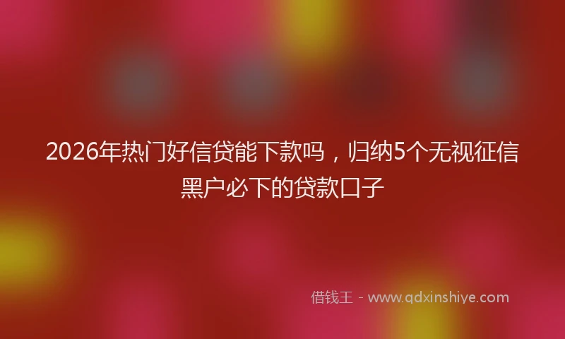 2026年热门好信贷能下款吗，归纳5个无视征信黑户必下的贷款口子