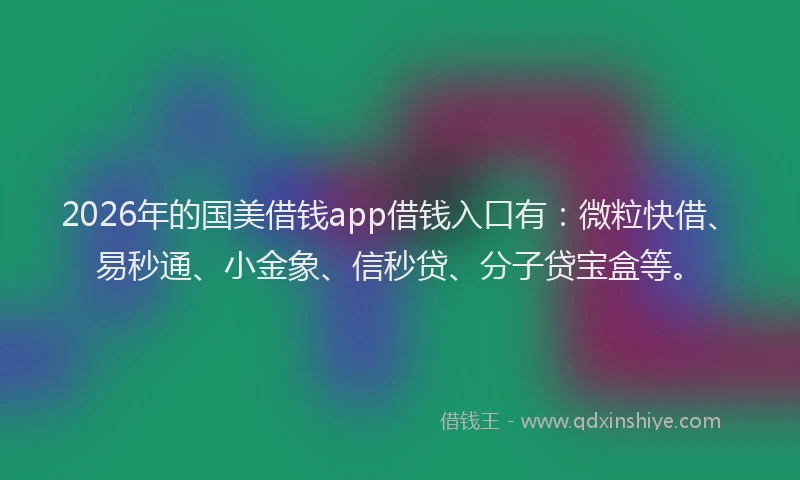 2026年的国美借钱app借钱入口有：微粒快借、易秒通、小金象、信秒贷、分子贷宝盒等。