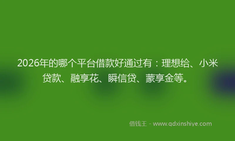 2026年的哪个平台借款好通过有：理想给、小米贷款、融享花、瞬信贷、蒙享金等。