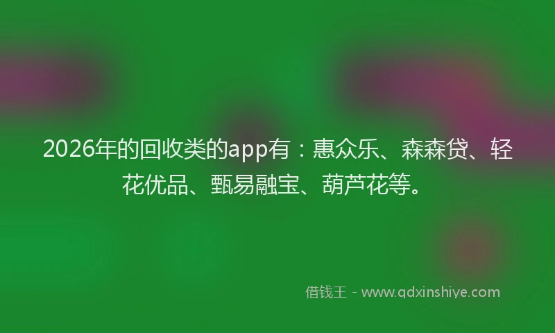 2026年的回收类的app有：惠众乐、森森贷、轻花优品、甄易融宝、葫芦花等。