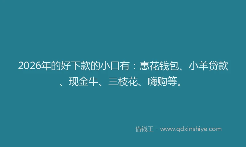 2026年的好下款的小口有：惠花钱包、小羊贷款、现金牛、三枝花、嗨购等。