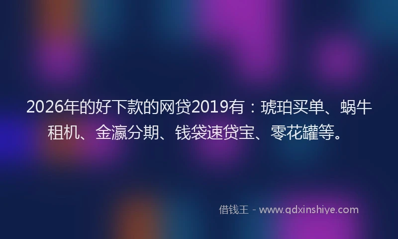 2026年的好下款的网贷2019有：琥珀买单、蜗牛租机、金瀛分期、钱袋速贷宝、零花罐等。