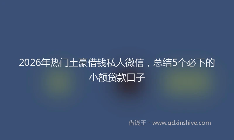 2026年热门土豪借钱私人微信，总结5个必下的小额贷款口子