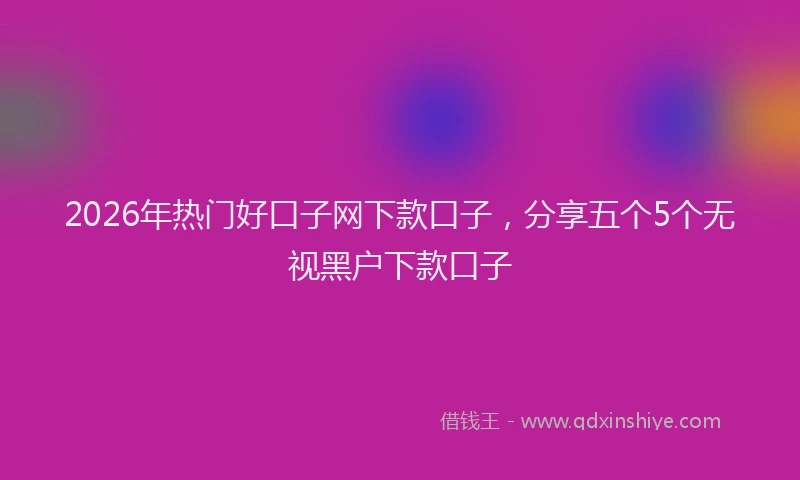 2026年热门好口子网下款口子，分享五个5个无视黑户下款口子