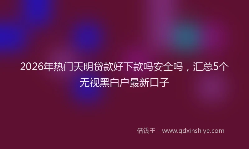 2026年热门天明贷款好下款吗安全吗，汇总5个无视黑白户最新口子