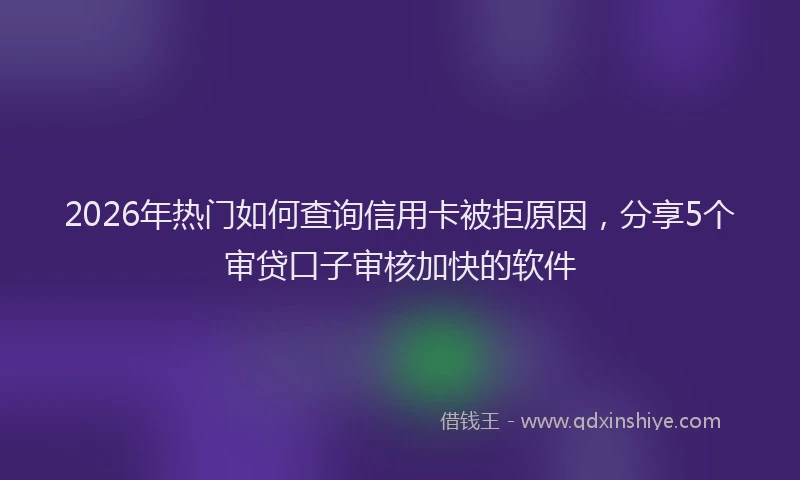 2026年热门如何查询信用卡被拒原因，分享5个审贷口子审核加快的软件