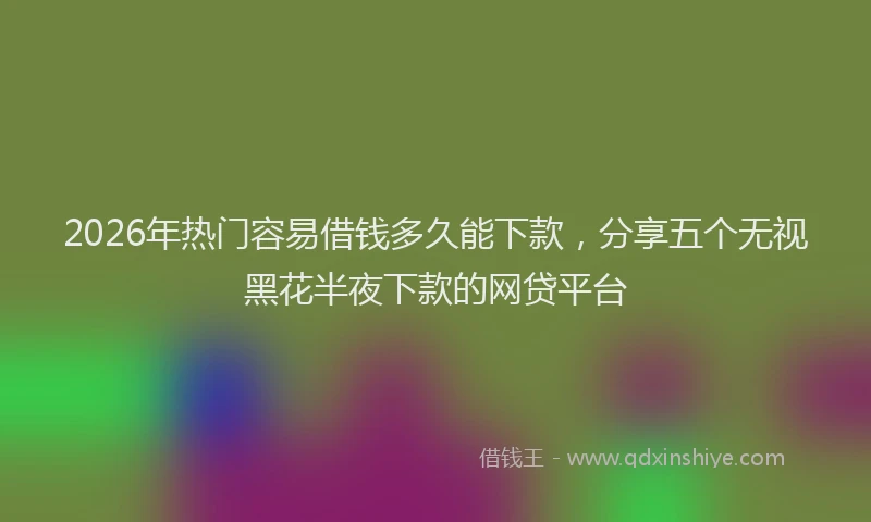 2026年热门容易借钱多久能下款，分享五个无视黑花半夜下款的网贷平台