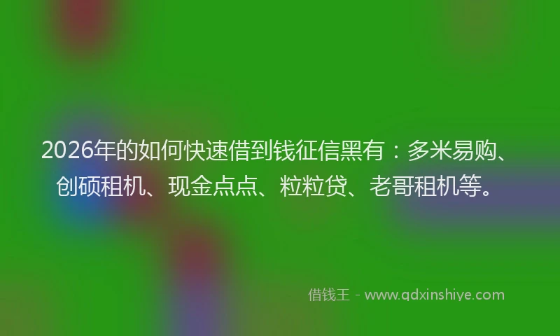 2026年的如何快速借到钱征信黑有:多米易购、创硕租机、现金点点、粒粒贷、老哥租机等。