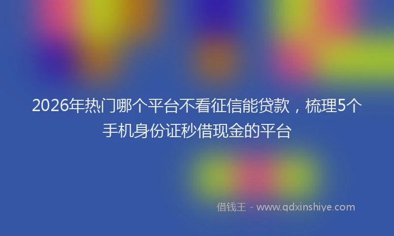 2026年热门哪个平台不看征信能贷款，梳理5个手机身份证秒借现金的平台