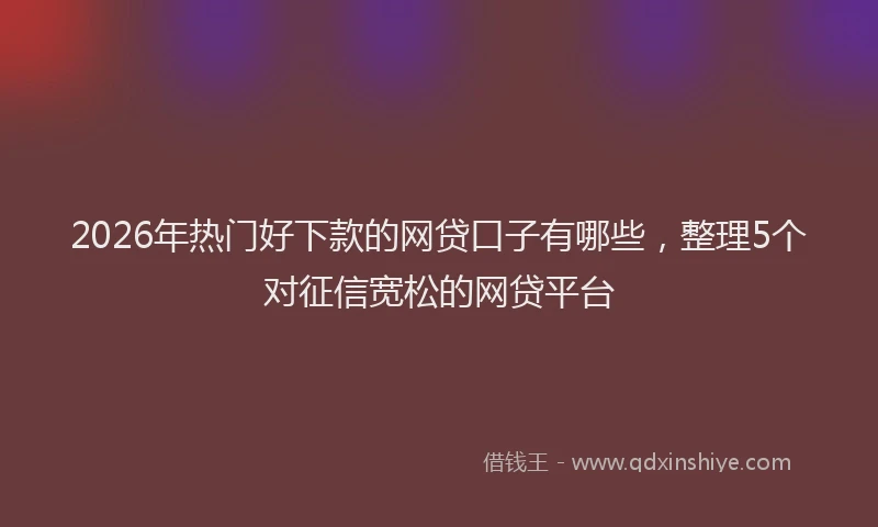 2026年热门好下款的网贷口子有哪些，整理5个对征信宽松的网贷平台