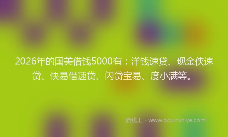 2026年的国美借钱5000有：洋钱速贷、现金侠速贷、快易借速贷、闪贷宝易、度小满等。