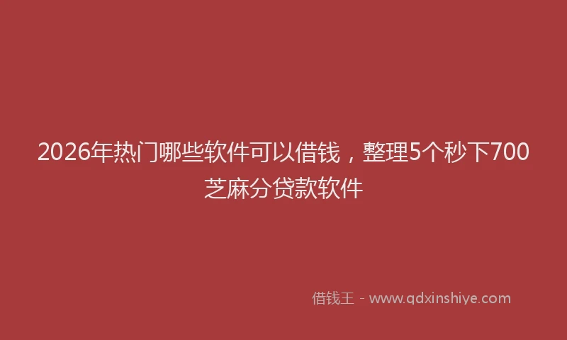 2026年热门哪些软件可以借钱，整理5个秒下700芝麻分贷款软件