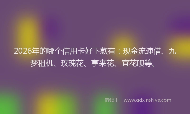 2026年的哪个信用卡好下款有：现金流速借、九梦租机、玫瑰花、享来花、宜花呗等。