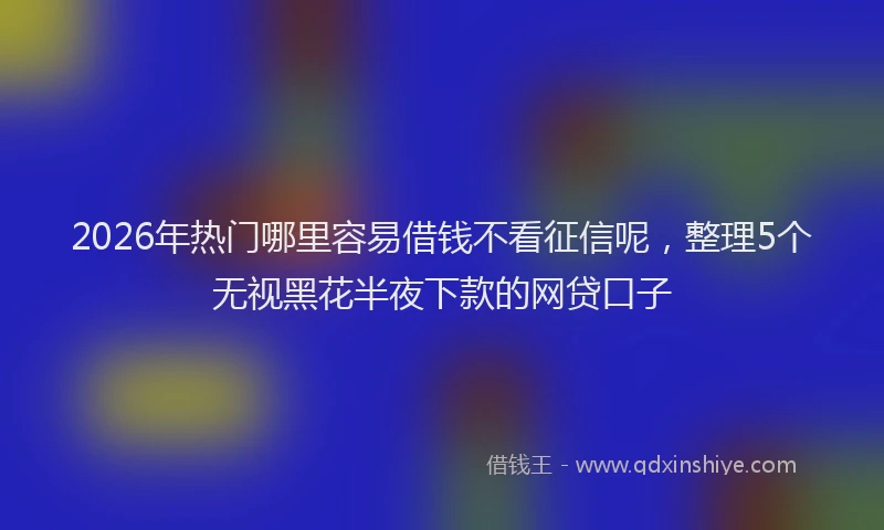2026年热门哪里容易借钱不看征信呢，整理5个无视黑花半夜下款的网贷口子