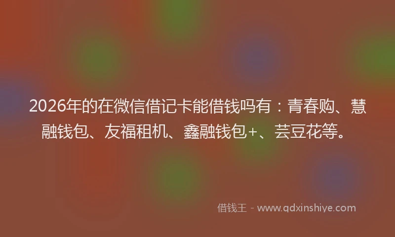 2026年的在微信借记卡能借钱吗有：青春购、慧融钱包、友福租机、鑫融钱包+、芸豆花等。