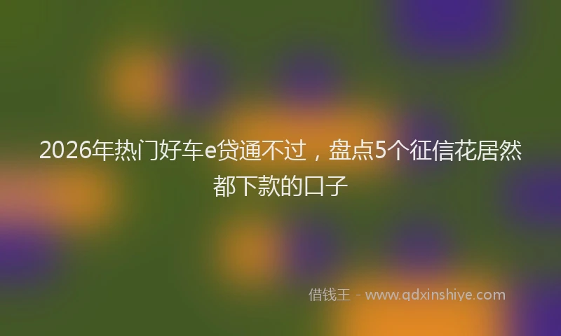 2026年热门好车e贷通不过，盘点5个征信花居然都下款的口子
