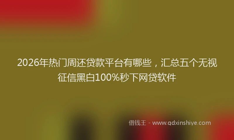 2026年热门周还贷款平台有哪些，汇总五个无视征信黑白100%秒下网贷软件