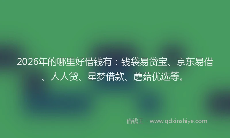 2026年的哪里好借钱有：钱袋易贷宝、京东易借、人人贷、星梦借款、蘑菇优选等。