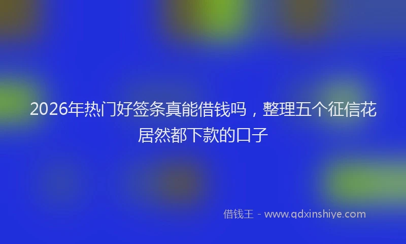 2026年热门好签条真能借钱吗，整理五个征信花居然都下款的口子