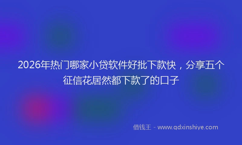 2026年热门哪家小贷软件好批下款快，分享五个征信花居然都下款了的口子