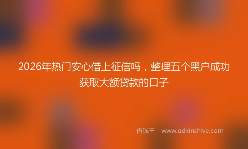 2026年热门安心借上征信吗,整理五个黑户成功获取大额贷款的口子
