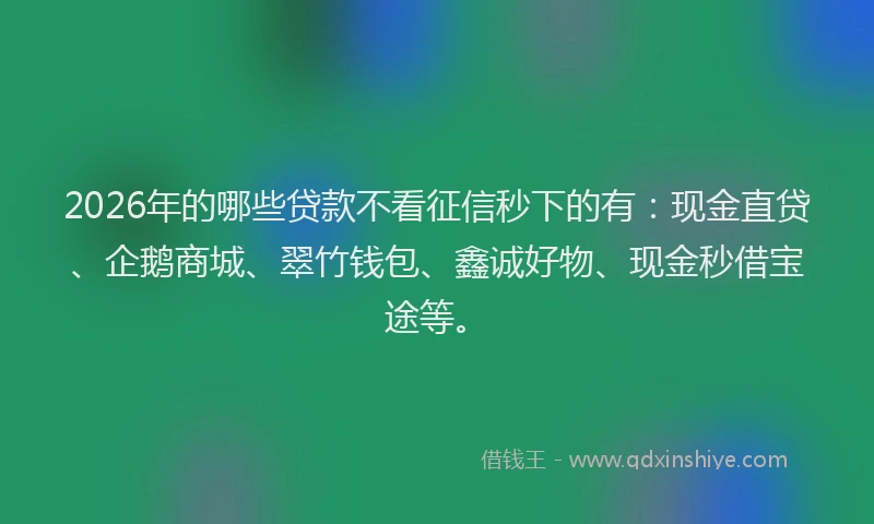 2026年的哪些贷款不看征信秒下的有：现金直贷、企鹅商城、翠竹钱包、鑫诚好物、现金秒借宝途等。