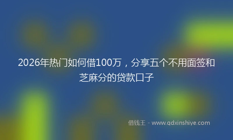 2026年热门如何借100万，分享五个不用面签和芝麻分的贷款口子