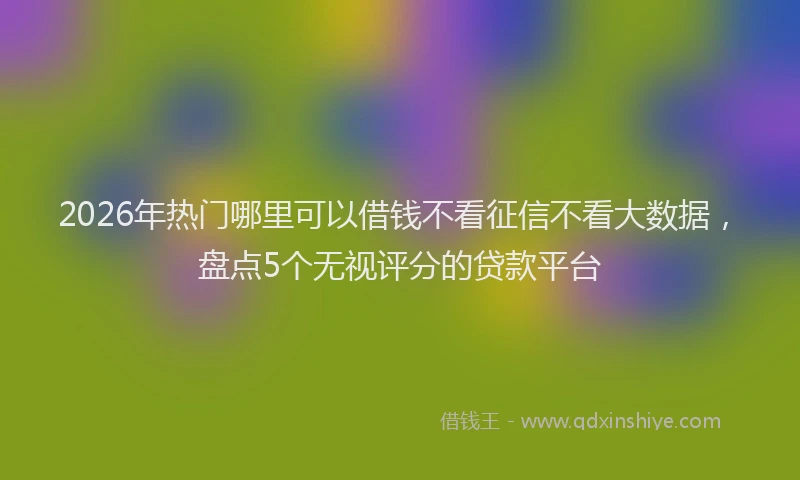 2026年热门哪里可以借钱不看征信不看大数据，盘点5个无视评分的贷款平台