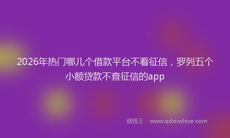 2026年热门哪儿个借款平台不看征信，罗列五个小额贷款不查征信的app