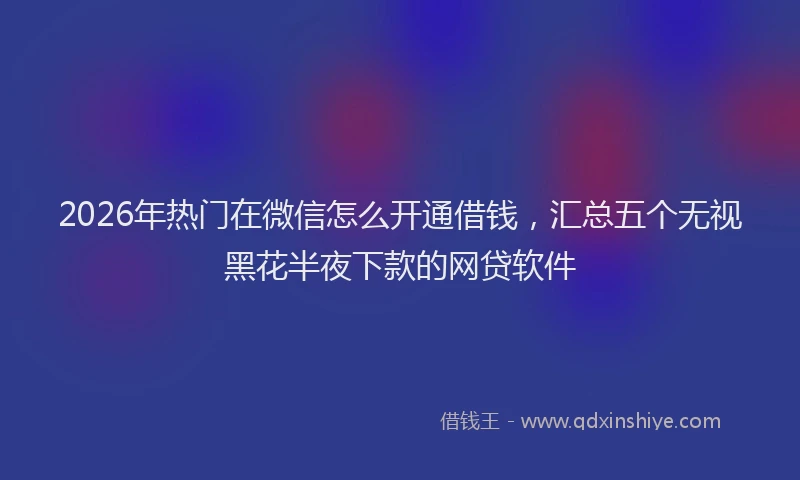 2026年热门在微信怎么开通借钱，汇总五个无视黑花半夜下款的网贷软件