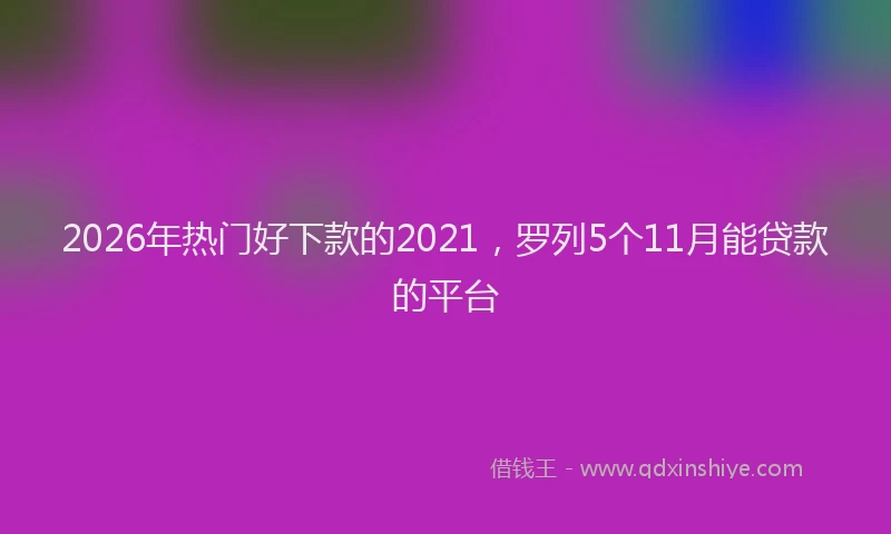 2026年热门好下款的2021，罗列5个11月能贷款的平台
