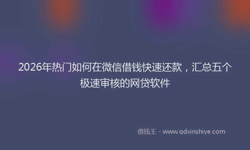 2026年热门如何在微信借钱快速还款，汇总五个极速审核的网贷软件