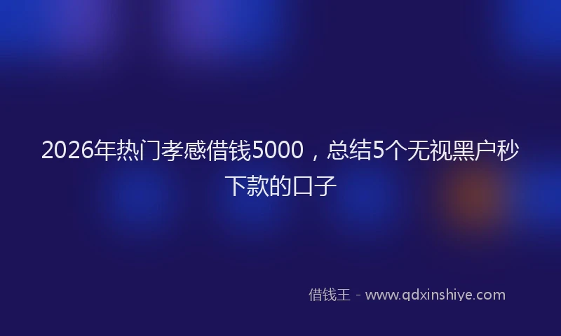 2026年热门孝感借钱5000，总结5个无视黑户秒下款的口子