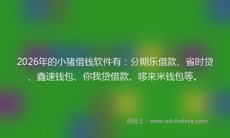 2026年的小猪借钱软件有：分期乐借款、省时贷、鑫速钱包、你我贷借款、哆来米钱包等。