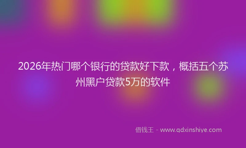 2026年热门哪个银行的贷款好下款，概括五个苏州黑户贷款5万的软件