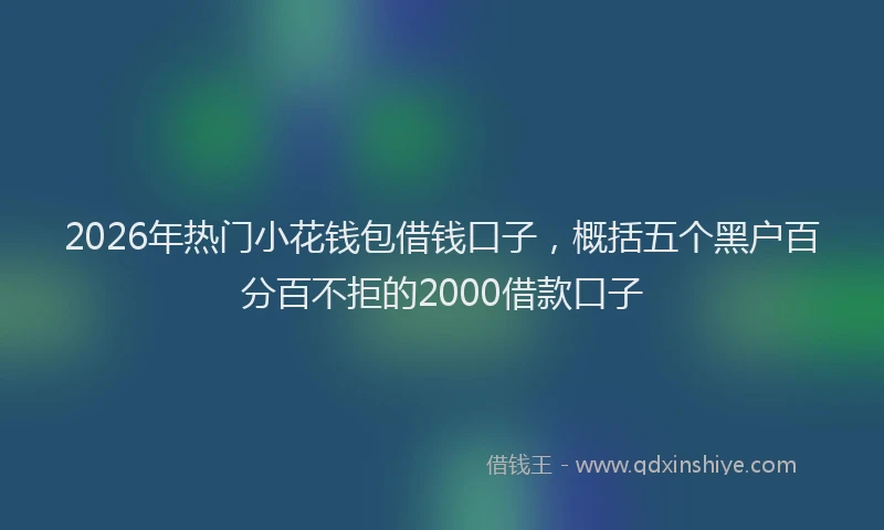 2026年热门小花钱包借钱口子,概括五个黑户百分百不拒的2000借款口子