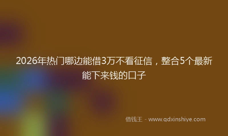 2026年热门哪边能借3万不看征信，整合5个最新能下来钱的口子