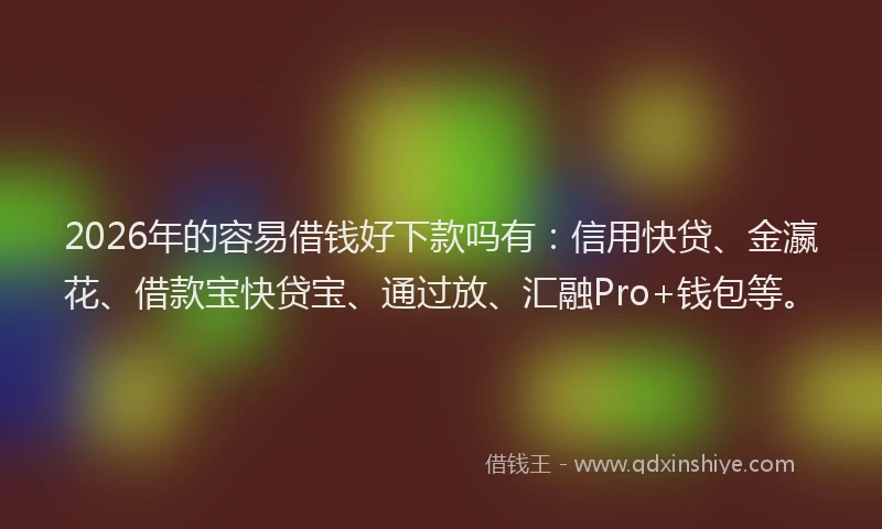 2026年的容易借钱好下款吗有：信用快贷、金瀛花、借款宝快贷宝、通过放、汇融Pro+钱包等。